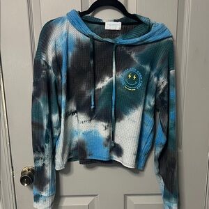 EUC Blue Waffle Tie-Dye Burn Boot Camp Hoodie- Size Small